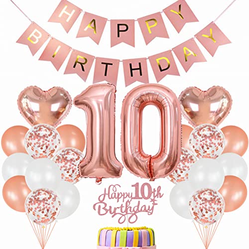 Conruich Geburtstagsdeko 10 Jahre Mädchen, Luftballon 10. Geburtstag Deko, Rosegold Tortendeko Geburtstag 10. Mädchen, Ballon 10 Geburtstag Mädchen, Happy Birthday Banner Deko 10 Geburtstag Mädchen Conruich Geburtstagsdeko 10 Jahre Mädchen, Luftballon 10. Geburtstag Deko, Rosegold Tortendeko Geburtstag 10. Mädchen, Ballon 10 Geburtstag Mädchen, Happy Birthday Banner Deko 10 Geburtstag Mädchen von Conruich