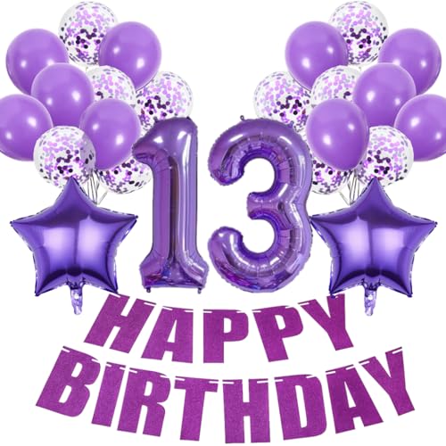 Conruich Deko 13. Geburtstag Mädchen, Geburtstagsdeko 13 Jahre Mädchen, Luftballons 13. Geburtstag Dekoration Frauen, Lila Geburtstag 13 Jahre Frau, Happy Birthday Deko 13 Geburtstag Mädchen Conruich Deko 13. Geburtstag Mädchen, Geburtstagsdeko 13 Jahre Mädchen, Luftballons 13. Geburtstag Dekoration Frauen, Lila Geburtstag 13 Jahre Frau, Happy Birthday Deko 13 Geburtstag Mädchen von Conruich
