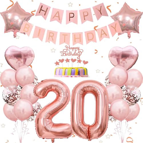 Conruich Deko 20. Geburtstag Frau, Geburtstagsdeko 20 Jahre Frau, Ballon 20 Geburtstag Dekoration Frauen, Rosegold Tortendeko Geburtstag 20 Jahre Frau, Happy Birthday Banner Deko 20. Geburtstag Frauen Conruich Deko 20. Geburtstag Frau, Geburtstagsdeko 20 Jahre Frau, Ballon 20 Geburtstag Dekoration Frauen, Rosegold Tortendeko Geburtstag 20 Jahre Frau, Happy Birthday Banner Deko 20. Geburtstag Frauen von Conruich