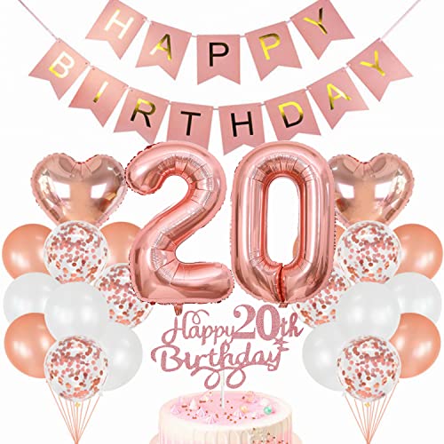 Conruich Geburtstagsdeko 20 Jahre Frau, Luftballon 20. Geburtstag Deko Set, Rosegold Tortendeko Geburtstag 20 Jahre Frauen, Ballon 20 Geburtstag Frau, Happy Birthday Banner Deko 20 Geburtstag Frau Conruich Geburtstagsdeko 20 Jahre Frau, Luftballon 20. Geburtstag Deko Set, Rosegold Tortendeko Geburtstag 20 Jahre Frauen, Ballon 20 Geburtstag Frau, Happy Birthday Banner Deko 20 Geburtstag Frau von Conruich