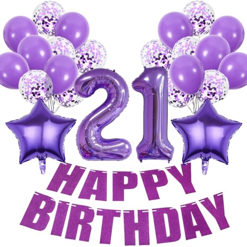 Conruich Deko 21. Geburtstag Frau, Geburtstagsdeko 21 Jahre Frauen, Luftballons 21. Geburtstag Dekoration Frauen, Lila Geburtstag 21 Jahre Frau, Happy Birthday Deko 21 Geburtstag Frauen Conruich Deko 21. Geburtstag Frau, Geburtstagsdeko 21 Jahre Frauen, Luftballons 21. Geburtstag Dekoration Frauen, Lila Geburtstag 21 Jahre Frau, Happy Birthday Deko 21 Geburtstag Frauen von Conruich