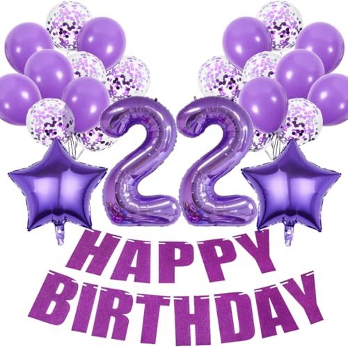Conruich Deko 22. Geburtstag Frau, Geburtstagsdeko 22 Jahre Frauen, Luftballons 22. Geburtstag Dekoration Frauen, Lila Geburtstag 22 Jahre Frau, Happy Birthday Deko 22 Geburtstag Frauen Conruich Deko 22. Geburtstag Frau, Geburtstagsdeko 22 Jahre Frauen, Luftballons 22. Geburtstag Dekoration Frauen, Lila Geburtstag 22 Jahre Frau, Happy Birthday Deko 22 Geburtstag Frauen von Conruich