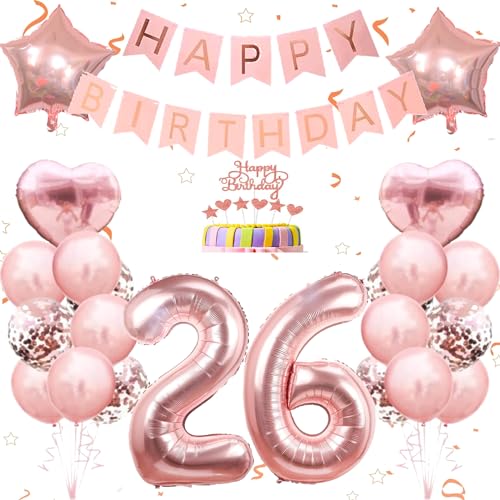 Conruich Deko 26. Geburtstag Frau, Geburtstagsdeko 26 Jahre Frau, Ballon 26 Geburtstag Dekoration Frauen, Rosegold Tortendeko Geburtstag 26 Jahre Frau, Happy Birthday Banner Deko 26. Geburtstag Frauen Conruich Deko 26. Geburtstag Frau, Geburtstagsdeko 26 Jahre Frau, Ballon 26 Geburtstag Dekoration Frauen, Rosegold Tortendeko Geburtstag 26 Jahre Frau, Happy Birthday Banner Deko 26. Geburtstag Frauen von Conruich