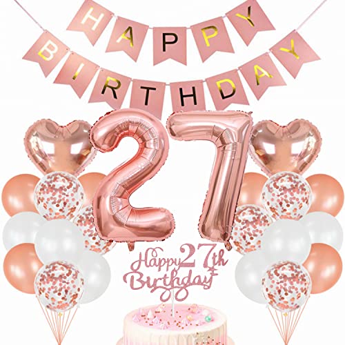 Conruich Geburtstagsdeko 27 Jahre Frau, Luftballon 27. Geburtstag Deko Set, Rosegold Tortendeko Geburtstag 27 Jahre Frauen, Ballon 27 Geburtstag Frau, Happy Birthday Banner Deko 27 Geburtstag Frau Conruich Geburtstagsdeko 27 Jahre Frau, Luftballon 27. Geburtstag Deko Set, Rosegold Tortendeko Geburtstag 27 Jahre Frauen, Ballon 27 Geburtstag Frau, Happy Birthday Banner Deko 27 Geburtstag Frau von Conruich