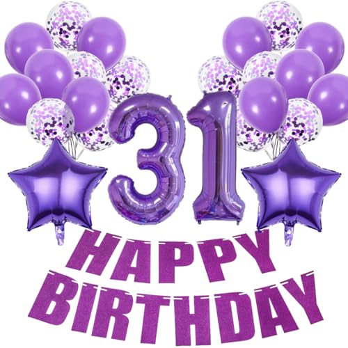 Conruich Deko 31. Geburtstag Frau, Geburtstagsdeko 31 Jahre Frauen, Luftballons 31. Geburtstag Dekoration Frauen, Lila Geburtstag 31 Jahre Frau, Happy Birthday Deko 31 Geburtstag Frauen Conruich Deko 31. Geburtstag Frau, Geburtstagsdeko 31 Jahre Frauen, Luftballons 31. Geburtstag Dekoration Frauen, Lila Geburtstag 31 Jahre Frau, Happy Birthday Deko 31 Geburtstag Frauen von Conruich