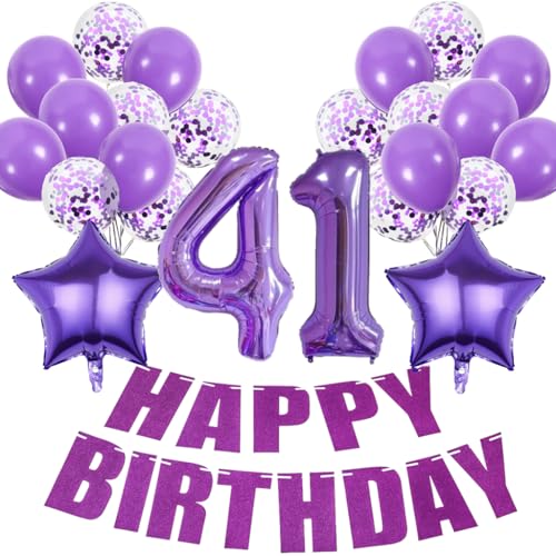 Conruich Deko 41. Geburtstag Frau, Geburtstagsdeko 41 Jahre Frauen, Luftballons 41. Geburtstag Dekoration Frauen, Lila Geburtstag 41 Jahre Frau, Happy Birthday Deko 41 Geburtstag Frauen Conruich Deko 41. Geburtstag Frau, Geburtstagsdeko 41 Jahre Frauen, Luftballons 41. Geburtstag Dekoration Frauen, Lila Geburtstag 41 Jahre Frau, Happy Birthday Deko 41 Geburtstag Frauen von Conruich