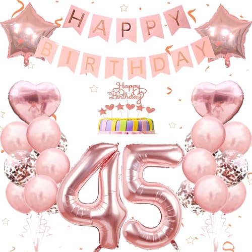 Conruich Deko 45. Geburtstag Frau, Geburtstagsdeko 45 Jahre Frau, Ballon 45 Geburtstag Dekoration Frauen, Rosegold Tortendeko Geburtstag 45 Jahre Frau, Happy Birthday Banner Deko 45. Geburtstag Frauen Conruich Deko 45. Geburtstag Frau, Geburtstagsdeko 45 Jahre Frau, Ballon 45 Geburtstag Dekoration Frauen, Rosegold Tortendeko Geburtstag 45 Jahre Frau, Happy Birthday Banner Deko 45. Geburtstag Frauen von Conruich
