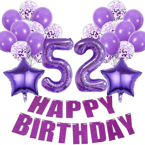 Conruich Deko 52. Geburtstag Frau, Geburtstagsdeko 52 Jahre Frauen, Luftballons 52. Geburtstag Dekoration Frauen, Lila Geburtstag 52 Jahre Frau, Happy Birthday Deko 52 Geburtstag Frauen Conruich Deko 52. Geburtstag Frau, Geburtstagsdeko 52 Jahre Frauen, Luftballons 52. Geburtstag Dekoration Frauen, Lila Geburtstag 52 Jahre Frau, Happy Birthday Deko 52 Geburtstag Frauen von Conruich