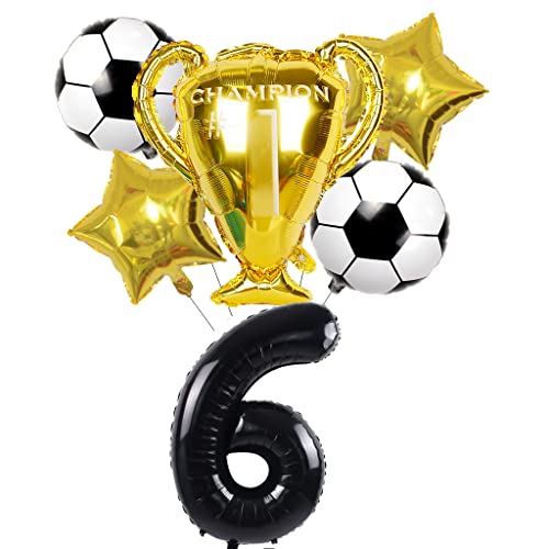 Conruich Fußball Luftballon Set, Geburtstagsdeko Jungen 6 Jahr, Schwarz Riesen Folienballon Zahlen 6, Fußball Thema 6 Jahr Party Deko Luftballons, 6. Geburtstag Party Dekoration für Kinder Jungen Conruich Fußball Luftballon Set, Geburtstagsdeko Jungen 6 Jahr, Schwarz Riesen Folienballon Zahlen 6, Fußball Thema 6 Jahr Party Deko Luftballons, 6. Geburtstag Party Dekoration für Kinder Jungen von Conruich