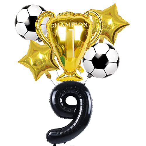 Conruich Fußball Luftballon Set, Geburtstagsdeko Jungen 9 Jahr, Schwarz Riesen Folienballon Zahlen 9, Fußball Thema 9 Jahr Party Deko Luftballons, 9. Geburtstag Party Dekoration für Kinder Jungen Conruich Fußball Luftballon Set, Geburtstagsdeko Jungen 9 Jahr, Schwarz Riesen Folienballon Zahlen 9, Fußball Thema 9 Jahr Party Deko Luftballons, 9. Geburtstag Party Dekoration für Kinder Jungen von Conruich
