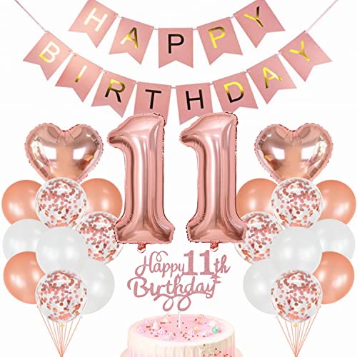 Conruich Geburtstagsdeko 11 Jahre Mädchen, Luftballon 11. Geburtstag Deko, Rosegold Tortendeko Geburtstag 11. Mädchen, Ballon 11 Geburtstag Mädchen, Happy Birthday Banner Deko 11 Geburtstag Mädchen Conruich Geburtstagsdeko 11 Jahre Mädchen, Luftballon 11. Geburtstag Deko, Rosegold Tortendeko Geburtstag 11. Mädchen, Ballon 11 Geburtstag Mädchen, Happy Birthday Banner Deko 11 Geburtstag Mädchen von Conruich