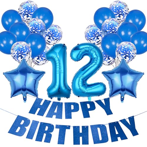 Conruich Geburtstagsdeko 12 Jahre Mädchen, Luftballon 12. Geburtstag Deko Jungen, Folienballon Zahl 12 Blau, Deko 12. Geburtstag Mädchen, Helium Ballon Stern Deko für 12. Geburtstag Party Dekoration Conruich Geburtstagsdeko 12 Jahre Mädchen, Luftballon 12. Geburtstag Deko Jungen, Folienballon Zahl 12 Blau, Deko 12. Geburtstag Mädchen, Helium Ballon Stern Deko für 12. Geburtstag Party Dekoration von Conruich