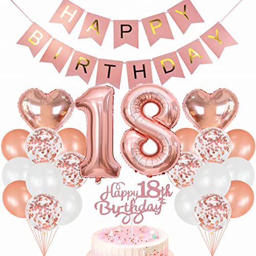 Conruich Geburtstagsdeko 18 Jahre Mädchen, Luftballon 18. Geburtstag Deko, Rosegold Tortendeko Geburtstag 18. Mädchen, Ballon 18 Geburtstag Mädchen, Happy Birthday Banner Deko 18 Geburtstag Mädchen Conruich Geburtstagsdeko 18 Jahre Mädchen, Luftballon 18. Geburtstag Deko, Rosegold Tortendeko Geburtstag 18. Mädchen, Ballon 18 Geburtstag Mädchen, Happy Birthday Banner Deko 18 Geburtstag Mädchen von Conruich
