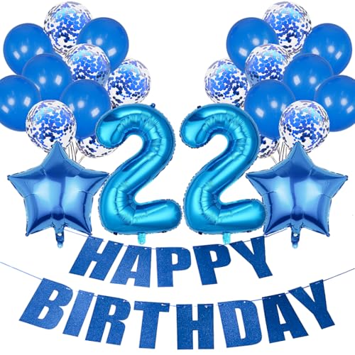 Conruich Geburtstagsdeko 22 Jahre Frau, Luftballon 22. Geburtstag Deko Mann, Folienballon Zahl 22 Blau, Deko 22. Geburtstag Frauen, Helium Ballon Stern Deko für 22. Geburtstag Party Dekoration Conruich Geburtstagsdeko 22 Jahre Frau, Luftballon 22. Geburtstag Deko Mann, Folienballon Zahl 22 Blau, Deko 22. Geburtstag Frauen, Helium Ballon Stern Deko für 22. Geburtstag Party Dekoration von Conruich