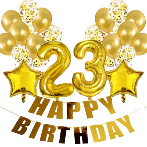 Conruich Geburtstagsdeko 23 Jahre Frau, Luftballon 23. Geburtstag Deko Gold, Folienballon 23 Geburtstag Mann Dekoration, Deko 23. Geburtstag Frauen, Happy Birthday Banner Deko 23 Geburtstag Männer Conruich Geburtstagsdeko 23 Jahre Frau, Luftballon 23. Geburtstag Deko Gold, Folienballon 23 Geburtstag Mann Dekoration, Deko 23. Geburtstag Frauen, Happy Birthday Banner Deko 23 Geburtstag Männer von Conruich