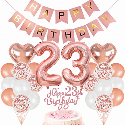 Conruich Geburtstagsdeko 23 Jahre Frau, Luftballon 23. Geburtstag Deko Set, Rosegold Tortendeko Geburtstag 23 Jahre Frauen, Ballon 23 Geburtstag Frau, Happy Birthday Banner Deko 23 Geburtstag Frau Conruich Geburtstagsdeko 23 Jahre Frau, Luftballon 23. Geburtstag Deko Set, Rosegold Tortendeko Geburtstag 23 Jahre Frauen, Ballon 23 Geburtstag Frau, Happy Birthday Banner Deko 23 Geburtstag Frau von Conruich