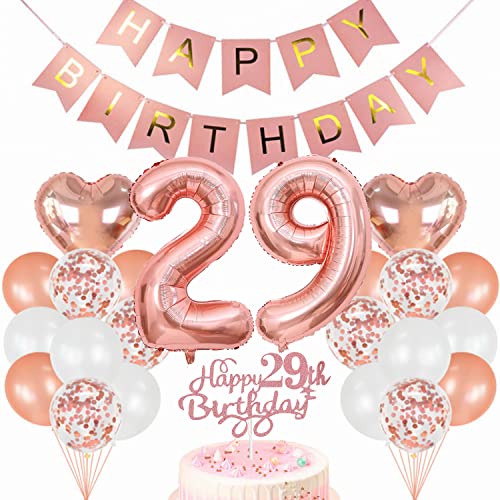 Conruich Geburtstagsdeko 29 Jahre Frau, Luftballon 29. Geburtstag Deko Set, Rosegold Tortendeko Geburtstag 29 Jahre Frauen, Ballon 29 Geburtstag Frau, Happy Birthday Banner Deko 29 Geburtstag Frau Conruich Geburtstagsdeko 29 Jahre Frau, Luftballon 29. Geburtstag Deko Set, Rosegold Tortendeko Geburtstag 29 Jahre Frauen, Ballon 29 Geburtstag Frau, Happy Birthday Banner Deko 29 Geburtstag Frau von Conruich