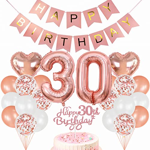 Conruich Geburtstagsdeko 30 Jahre Frau, Luftballon 30. Geburtstag Deko Set, Rosegold Tortendeko Geburtstag 30 Jahre Frauen, Ballon 30 Geburtstag Frau, Happy Birthday Banner Deko 30 Geburtstag Frau Conruich Geburtstagsdeko 30 Jahre Frau, Luftballon 30. Geburtstag Deko Set, Rosegold Tortendeko Geburtstag 30 Jahre Frauen, Ballon 30 Geburtstag Frau, Happy Birthday Banner Deko 30 Geburtstag Frau von Conruich