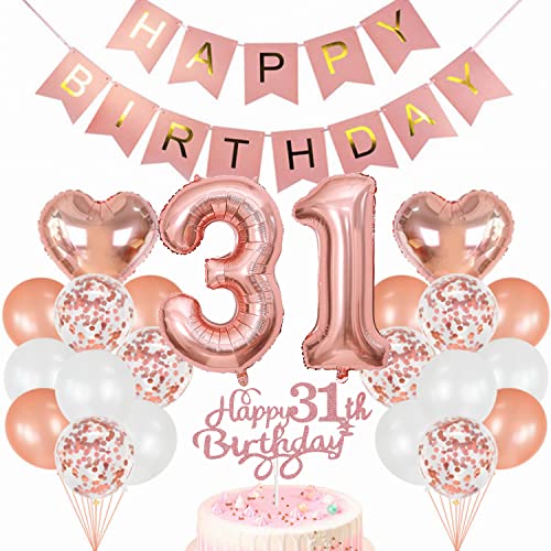 Conruich Geburtstagsdeko 31 Jahre Frau, Luftballon 31. Geburtstag Deko Set, Rosegold Tortendeko Geburtstag 31 Jahre Frauen, Ballon 31 Geburtstag Frau, Happy Birthday Banner Deko 31 Geburtstag Frau Conruich Geburtstagsdeko 31 Jahre Frau, Luftballon 31. Geburtstag Deko Set, Rosegold Tortendeko Geburtstag 31 Jahre Frauen, Ballon 31 Geburtstag Frau, Happy Birthday Banner Deko 31 Geburtstag Frau von Conruich