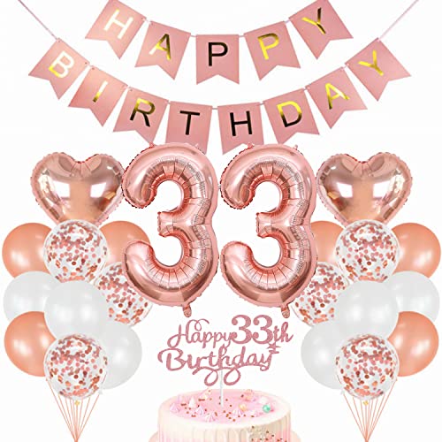 Conruich Geburtstagsdeko 33 Jahre Frau, Luftballon 33. Geburtstag Deko Set, Rosegold Tortendeko Geburtstag 33 Jahre Frauen, Ballon 33 Geburtstag Frau, Happy Birthday Banner Deko 33 Geburtstag Frau Conruich Geburtstagsdeko 33 Jahre Frau, Luftballon 33. Geburtstag Deko Set, Rosegold Tortendeko Geburtstag 33 Jahre Frauen, Ballon 33 Geburtstag Frau, Happy Birthday Banner Deko 33 Geburtstag Frau von Conruich
