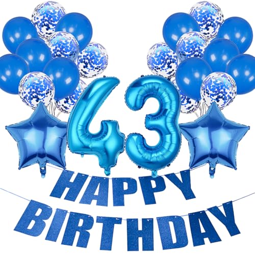Conruich Geburtstagsdeko 43 Jahre Frau, Luftballon 43. Geburtstag Deko Mann, Folienballon Zahl 43 Blau, Deko 43. Geburtstag Frauen, Helium Ballon Stern Deko für 43. Geburtstag Party Dekoration Conruich Geburtstagsdeko 43 Jahre Frau, Luftballon 43. Geburtstag Deko Mann, Folienballon Zahl 43 Blau, Deko 43. Geburtstag Frauen, Helium Ballon Stern Deko für 43. Geburtstag Party Dekoration von Conruich