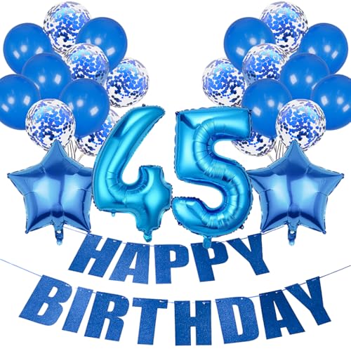 Conruich Geburtstagsdeko 45 Jahre Frau, Luftballon 45. Geburtstag Deko Mann, Folienballon Zahl 45 Blau, Deko 45. Geburtstag Frauen, Helium Ballon Stern Deko für 45. Geburtstag Party Dekoration Conruich Geburtstagsdeko 45 Jahre Frau, Luftballon 45. Geburtstag Deko Mann, Folienballon Zahl 45 Blau, Deko 45. Geburtstag Frauen, Helium Ballon Stern Deko für 45. Geburtstag Party Dekoration von Conruich