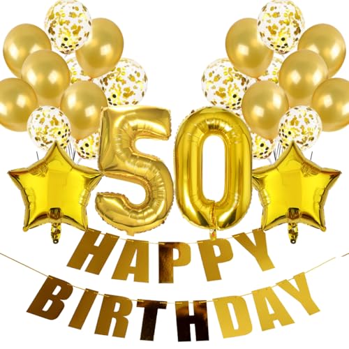 Conruich Geburtstagsdeko 50 Jahre Frau, Luftballon 50. Geburtstag Deko Gold, Folienballon 50 Geburtstag Mann Dekoration, Deko 50. Geburtstag Frauen, Happy Birthday Banner Deko 50 Geburtstag Männer Conruich Geburtstagsdeko 50 Jahre Frau, Luftballon 50. Geburtstag Deko Gold, Folienballon 50 Geburtstag Mann Dekoration, Deko 50. Geburtstag Frauen, Happy Birthday Banner Deko 50 Geburtstag Männer von Conruich
