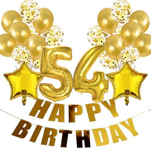 Conruich Geburtstagsdeko 54 Jahre Frau, Luftballon 54. Geburtstag Deko Gold, Folienballon 54 Geburtstag Mann Dekoration, Deko 54. Geburtstag Frauen, Happy Birthday Banner Deko 54 Geburtstag Männer Conruich Geburtstagsdeko 54 Jahre Frau, Luftballon 54. Geburtstag Deko Gold, Folienballon 54 Geburtstag Mann Dekoration, Deko 54. Geburtstag Frauen, Happy Birthday Banner Deko 54 Geburtstag Männer von Conruich