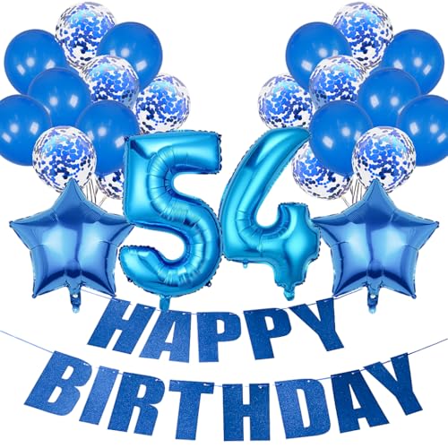 Conruich Geburtstagsdeko 54 Jahre Frau, Luftballon 54. Geburtstag Deko Mann, Folienballon Zahl 54 Blau, Deko 54. Geburtstag Frauen, Helium Ballon Stern Deko für 54. Geburtstag Party Dekoration Conruich Geburtstagsdeko 54 Jahre Frau, Luftballon 54. Geburtstag Deko Mann, Folienballon Zahl 54 Blau, Deko 54. Geburtstag Frauen, Helium Ballon Stern Deko für 54. Geburtstag Party Dekoration von Conruich