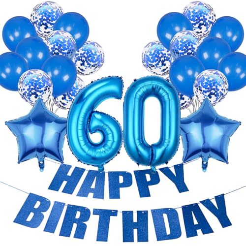 Conruich Geburtstagsdeko 60 Jahre Frau, Luftballon 60. Geburtstag Deko Mann, Folienballon Zahl 60 Blau, Deko 60. Geburtstag Frauen, Helium Ballon Stern Deko für 60. Geburtstag Party Dekoration Conruich Geburtstagsdeko 60 Jahre Frau, Luftballon 60. Geburtstag Deko Mann, Folienballon Zahl 60 Blau, Deko 60. Geburtstag Frauen, Helium Ballon Stern Deko für 60. Geburtstag Party Dekoration von Conruich