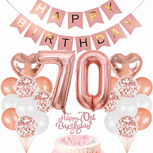 Conruich Geburtstagsdeko 70 Jahre Frau, Luftballon 70. Geburtstag Deko Set, Rosegold Tortendeko Geburtstag 70 Jahre Frauen, Ballon 70 Geburtstag Frau, Happy Birthday Banner Deko 70 Geburtstag Frau Conruich Geburtstagsdeko 70 Jahre Frau, Luftballon 70. Geburtstag Deko Set, Rosegold Tortendeko Geburtstag 70 Jahre Frauen, Ballon 70 Geburtstag Frau, Happy Birthday Banner Deko 70 Geburtstag Frau von Conruich