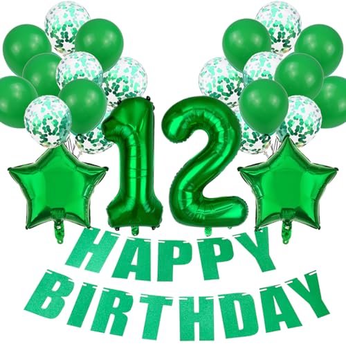 Conruich Luftballon 12. Geburtstag Deko Mädchen, Grün 12. Geburtstag Dekoration, Folienballon 12 Geburtstag Mädchen Dekoration, Happy Birthday Banner für 12. Geburtstag Mädchen Jungen Party Dekoration Conruich Luftballon 12. Geburtstag Deko Mädchen, Grün 12. Geburtstag Dekoration, Folienballon 12 Geburtstag Mädchen Dekoration, Happy Birthday Banner für 12. Geburtstag Mädchen Jungen Party Dekoration von Conruich