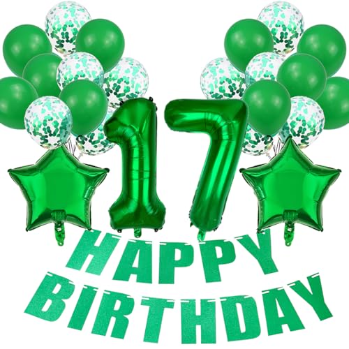 Conruich Luftballon 17. Geburtstag Deko Mädchen, Grün 17. Geburtstag Dekoration, Folienballon 17 Geburtstag Mädchen Dekoration, Happy Birthday Banner für 17. Geburtstag Mädchen Jungen Party Dekoration Conruich Luftballon 17. Geburtstag Deko Mädchen, Grün 17. Geburtstag Dekoration, Folienballon 17 Geburtstag Mädchen Dekoration, Happy Birthday Banner für 17. Geburtstag Mädchen Jungen Party Dekoration von Conruich