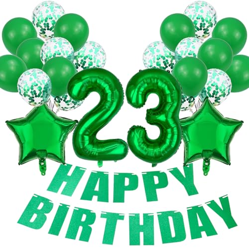Conruich Luftballon 23. Geburtstag Deko Frau, Grün 23. Geburtstag Dekoration, Folienballon 23 Geburtstag Frauen Dekoration, Happy Birthday Banner für 23. Geburtstag Manner Frauen Party Dekoration Conruich Luftballon 23. Geburtstag Deko Frau, Grün 23. Geburtstag Dekoration, Folienballon 23 Geburtstag Frauen Dekoration, Happy Birthday Banner für 23. Geburtstag Manner Frauen Party Dekoration von Conruich