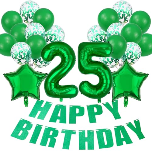 Conruich Luftballon 25. Geburtstag Deko Frau, Grün 25. Geburtstag Dekoration, Folienballon 25 Geburtstag Frauen Dekoration, Happy Birthday Banner für 25. Geburtstag Manner Frauen Party Dekoration Conruich Luftballon 25. Geburtstag Deko Frau, Grün 25. Geburtstag Dekoration, Folienballon 25 Geburtstag Frauen Dekoration, Happy Birthday Banner für 25. Geburtstag Manner Frauen Party Dekoration von Conruich
