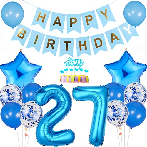 Conruich Luftballon 27. Geburtstag Dekoration, Geburtstagsdeko 27 Jahre Mann Frau, Tortendeko Geburtstag 27 Jahre Männer, Blau 27. Geburtstag Deko, Happy Birthday Banner für 27. Geburtstag Party Deko Conruich Luftballon 27. Geburtstag Dekoration, Geburtstagsdeko 27 Jahre Mann Frau, Tortendeko Geburtstag 27 Jahre Männer, Blau 27. Geburtstag Deko, Happy Birthday Banner für 27. Geburtstag Party Deko von Conruich