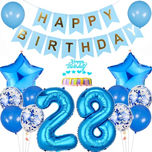 Conruich Luftballon 28. Geburtstag Dekoration, Geburtstagsdeko 28 Jahre Mann Frau, Tortendeko Geburtstag 28 Jahre Männer, Blau 28. Geburtstag Deko, Happy Birthday Banner für 28. Geburtstag Party Deko Conruich Luftballon 28. Geburtstag Dekoration, Geburtstagsdeko 28 Jahre Mann Frau, Tortendeko Geburtstag 28 Jahre Männer, Blau 28. Geburtstag Deko, Happy Birthday Banner für 28. Geburtstag Party Deko von Conruich