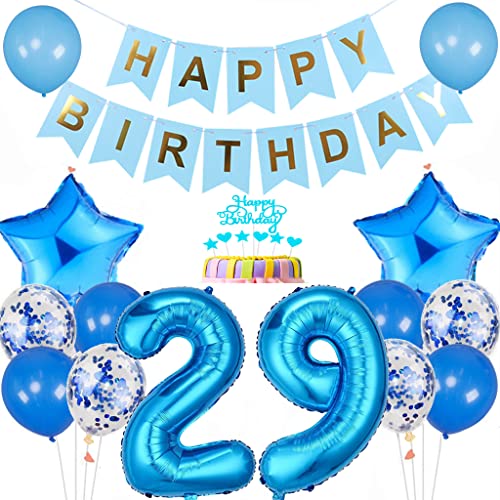 Conruich Luftballon 29. Geburtstag Dekoration, Geburtstagsdeko 29 Jahre Mann Frau, Tortendeko Geburtstag 29 Jahre Männer, Blau 29. Geburtstag Deko, Happy Birthday Banner für 29. Geburtstag Party Deko Conruich Luftballon 29. Geburtstag Dekoration, Geburtstagsdeko 29 Jahre Mann Frau, Tortendeko Geburtstag 29 Jahre Männer, Blau 29. Geburtstag Deko, Happy Birthday Banner für 29. Geburtstag Party Deko von Conruich