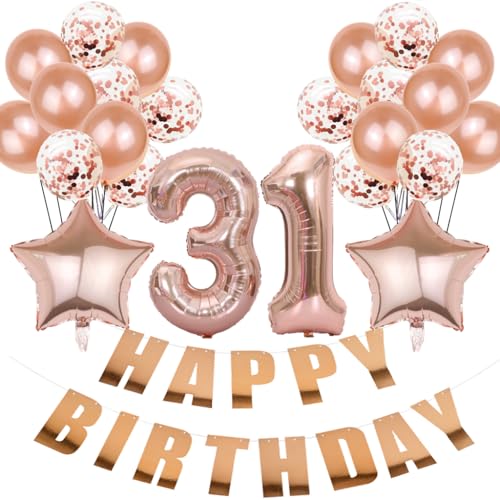 Conruich Luftballon 31. Geburtstag Deko, Roségold Geburtstagsdeko 31 Jahre Frau, Folienballon Happy 31th Birthday Deko 31 Jahre Frau, Happy Birthday Banner für 31. Geburtstag Frauen Party Dekoration Conruich Luftballon 31. Geburtstag Deko, Roségold Geburtstagsdeko 31 Jahre Frau, Folienballon Happy 31th Birthday Deko 31 Jahre Frau, Happy Birthday Banner für 31. Geburtstag Frauen Party Dekoration von Conruich