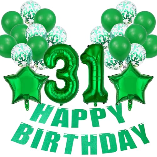 Conruich Luftballon 31. Geburtstag Deko Frau, Grün 31. Geburtstag Dekoration, Folienballon 31 Geburtstag Frauen Dekoration, Happy Birthday Banner für 31. Geburtstag Manner Frauen Party Dekoration Conruich Luftballon 31. Geburtstag Deko Frau, Grün 31. Geburtstag Dekoration, Folienballon 31 Geburtstag Frauen Dekoration, Happy Birthday Banner für 31. Geburtstag Manner Frauen Party Dekoration von Conruich