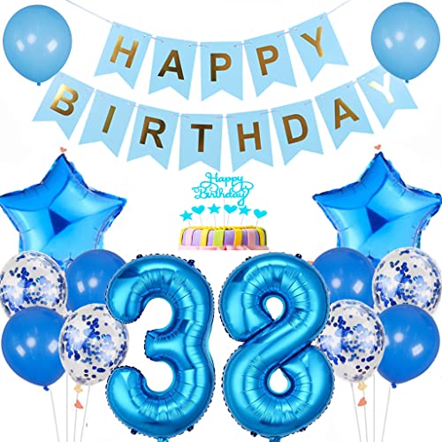 Conruich Luftballon 38. Geburtstag Dekoration, Geburtstagsdeko 38 Jahre Mann Frau, Tortendeko Geburtstag 38 Jahre Männer, Blau 38. Geburtstag Deko, Happy Birthday Banner für 38. Geburtstag Party Deko Conruich Luftballon 38. Geburtstag Dekoration, Geburtstagsdeko 38 Jahre Mann Frau, Tortendeko Geburtstag 38 Jahre Männer, Blau 38. Geburtstag Deko, Happy Birthday Banner für 38. Geburtstag Party Deko von Conruich