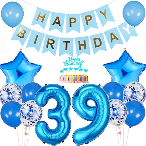 Conruich Luftballon 39. Geburtstag Dekoration, Geburtstagsdeko 39 Jahre Mann Frau, Tortendeko Geburtstag 39 Jahre Männer, Blau 39. Geburtstag Deko, Happy Birthday Banner für 39. Geburtstag Party Deko Conruich Luftballon 39. Geburtstag Dekoration, Geburtstagsdeko 39 Jahre Mann Frau, Tortendeko Geburtstag 39 Jahre Männer, Blau 39. Geburtstag Deko, Happy Birthday Banner für 39. Geburtstag Party Deko von Conruich