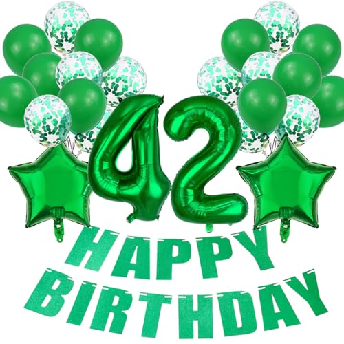 Conruich Luftballon 42. Geburtstag Deko Frau, Grün 42. Geburtstag Dekoration, Folienballon 42 Geburtstag Frauen Dekoration, Happy Birthday Banner für 42. Geburtstag Manner Frauen Party Dekoration Conruich Luftballon 42. Geburtstag Deko Frau, Grün 42. Geburtstag Dekoration, Folienballon 42 Geburtstag Frauen Dekoration, Happy Birthday Banner für 42. Geburtstag Manner Frauen Party Dekoration von Conruich