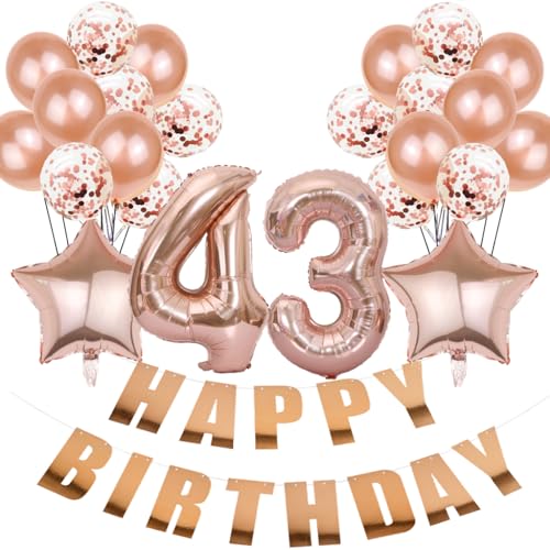 Conruich Luftballon 43. Geburtstag Deko, Roségold Geburtstagsdeko 43 Jahre Frau, Folienballon Happy 43th Birthday Deko 43 Jahre Frau, Happy Birthday Banner für 43. Geburtstag Frauen Party Dekoration Conruich Luftballon 43. Geburtstag Deko, Roségold Geburtstagsdeko 43 Jahre Frau, Folienballon Happy 43th Birthday Deko 43 Jahre Frau, Happy Birthday Banner für 43. Geburtstag Frauen Party Dekoration von Conruich