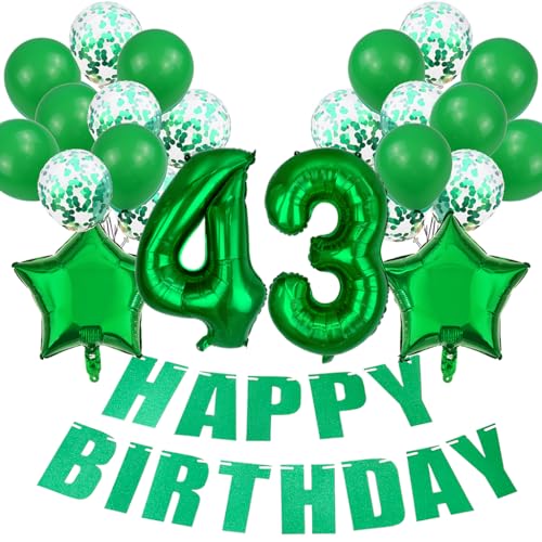 Conruich Luftballon 43. Geburtstag Deko Frau, Grün 43. Geburtstag Dekoration, Folienballon 43 Geburtstag Frauen Dekoration, Happy Birthday Banner für 43. Geburtstag Manner Frauen Party Dekoration Conruich Luftballon 43. Geburtstag Deko Frau, Grün 43. Geburtstag Dekoration, Folienballon 43 Geburtstag Frauen Dekoration, Happy Birthday Banner für 43. Geburtstag Manner Frauen Party Dekoration von Conruich