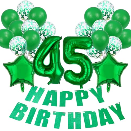 Conruich Luftballon 45. Geburtstag Deko Frau, Grün 45. Geburtstag Dekoration, Folienballon 45 Geburtstag Frauen Dekoration, Happy Birthday Banner für 45. Geburtstag Manner Frauen Party Dekoration Conruich Luftballon 45. Geburtstag Deko Frau, Grün 45. Geburtstag Dekoration, Folienballon 45 Geburtstag Frauen Dekoration, Happy Birthday Banner für 45. Geburtstag Manner Frauen Party Dekoration von Conruich
