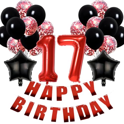 Conruich Luftballons 17. Geburtstag Dekoration, Geburtstagsdeko 17 Jahre Mädchen, Folienballon 17 Geburtstag Dekoration, Happy Birthday Banner für 17. Geburtstag Mädchen Junge Party Dekoration Conruich Luftballons 17. Geburtstag Dekoration, Geburtstagsdeko 17 Jahre Mädchen, Folienballon 17 Geburtstag Dekoration, Happy Birthday Banner für 17. Geburtstag Mädchen Junge Party Dekoration von Conruich