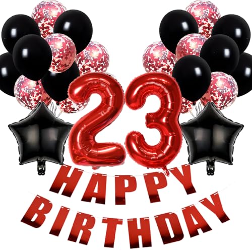 Conruich Luftballons 23. Geburtstag Dekoration, Geburtstagsdeko 23 Jahre Mann Frau, Folienballon 23 Geburtstag Dekoration, Happy Birthday Banner für 23. Geburtstag Frauen Männer Party Dekoration Conruich Luftballons 23. Geburtstag Dekoration, Geburtstagsdeko 23 Jahre Mann Frau, Folienballon 23 Geburtstag Dekoration, Happy Birthday Banner für 23. Geburtstag Frauen Männer Party Dekoration von Conruich