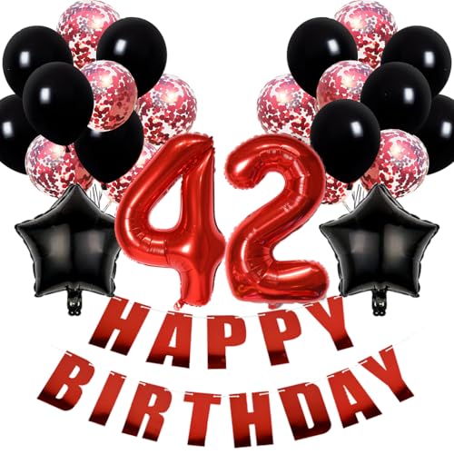 Conruich Luftballons 42. Geburtstag Dekoration, Geburtstagsdeko 42 Jahre Mann Frau, Folienballon 42 Geburtstag Dekoration, Happy Birthday Banner für 42. Geburtstag Frauen Männer Party Dekoration Conruich Luftballons 42. Geburtstag Dekoration, Geburtstagsdeko 42 Jahre Mann Frau, Folienballon 42 Geburtstag Dekoration, Happy Birthday Banner für 42. Geburtstag Frauen Männer Party Dekoration von Conruich