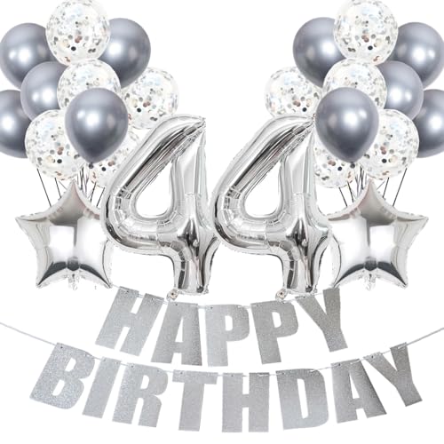 Conruich Luftballons 44. Geburtstag Dekoration, Silber Ballons Happy 44th Birthday DekoDeko 44 Jahre Frau, Folienballon Zahl 44 Silber, Deko 44. Geburtstag Frau, Geburtstagsdeko 44 Jahre Frauen Männer Conruich Luftballons 44. Geburtstag Dekoration, Silber Ballons Happy 44th Birthday DekoDeko 44 Jahre Frau, Folienballon Zahl 44 Silber, Deko 44. Geburtstag Frau, Geburtstagsdeko 44 Jahre Frauen Männer von Conruich